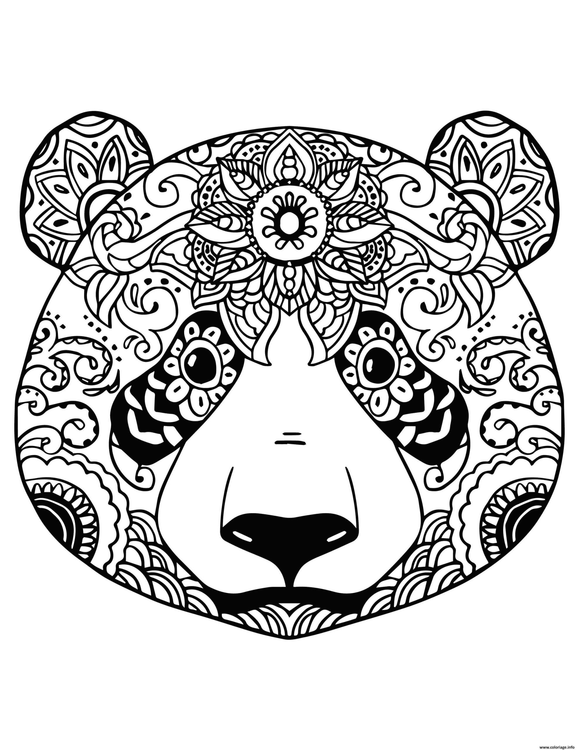 Coloriage Tete De Panda Pour Adulte Relaxation Mandala Dessin Panda À dedans Coloriage Mandala Imprimer 