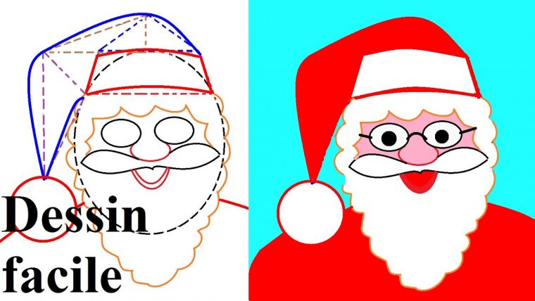 Coloriage Tete De Pere Noel En Couleur  30000 ++ Collections De Pages avec Tete Pere Noel Dessin