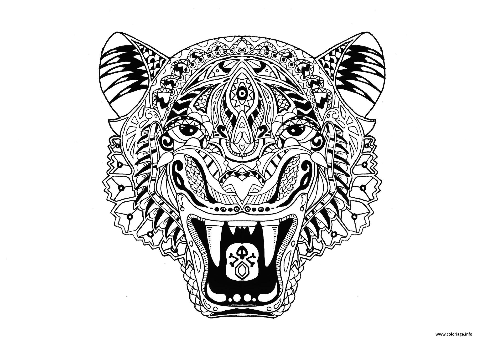 Coloriage Tigre Adulte Animal Dessin Tigre À Imprimer concernant Coloriagea Imprimer