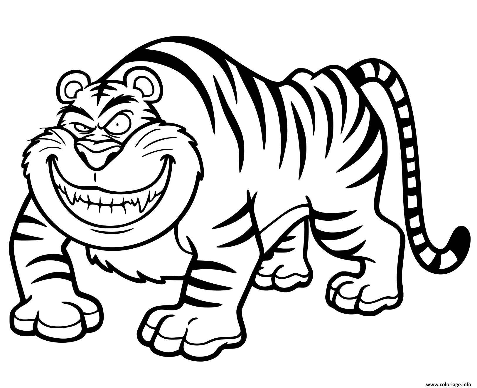 Coloriage Tigre Cartoon Amusant Dessin Tigre À Imprimer tout Coloriage Felin A Imprimer 