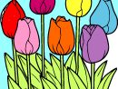 Coloriage Tulipes - Sans Dépasser destiné Dessin De Tulipe