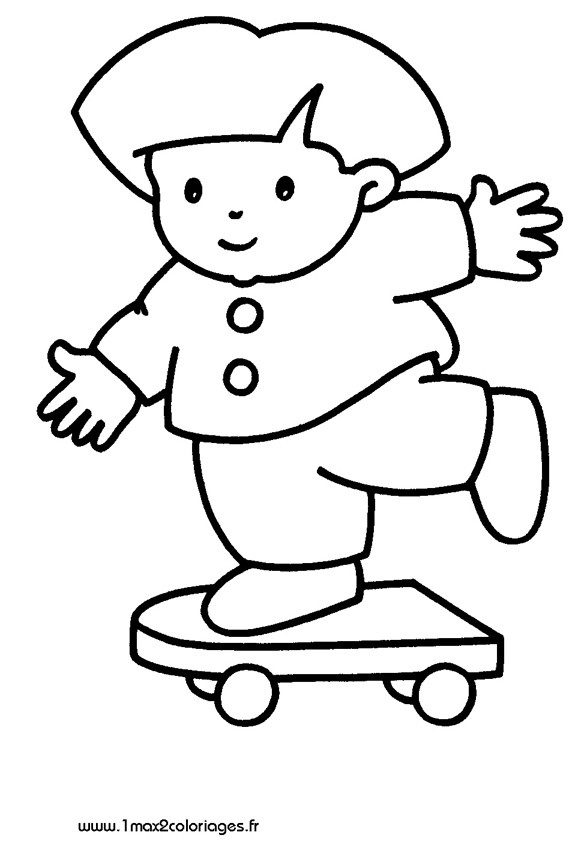 Coloriage Un Enfant Sur Skateboard Dessin Gratuit À Imprimer pour Coloriage 3 Ans A Imprimer Gratuit 