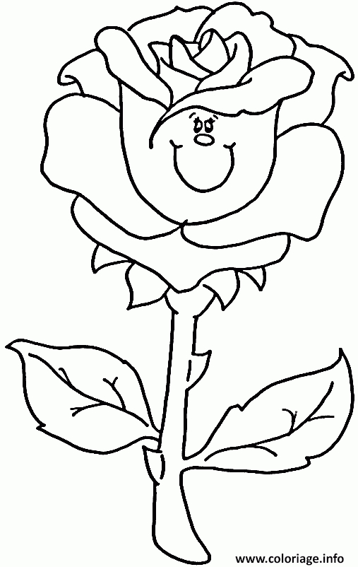 Coloriage Une Rose Avec Tige Dessin Fleurs À Imprimer tout Coloriage De Rose 