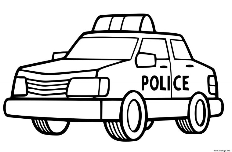 Coloriage Une Voiture De Police Facile Pour Maternelle Dessin Voiture à Photo Dessin Voiture