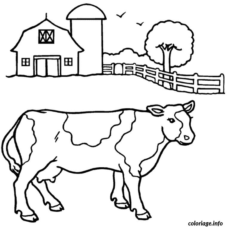 Coloriage Vache A La Ferme Dessin Animaux À Imprimer à Dessin De Vache À Imprimer