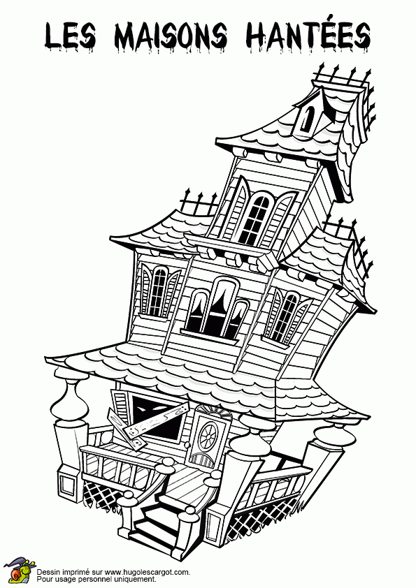 Coloriage Vieille Maison De Travers Sur Hugolescargot dedans Coloriage Maison Du Monde 