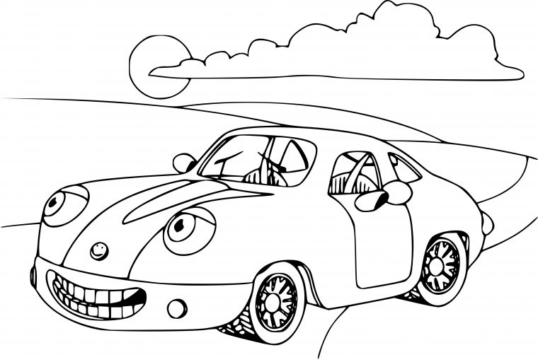 Coloriage Voiture Souriante À Imprimer à Dessins Voitures À Imprimer