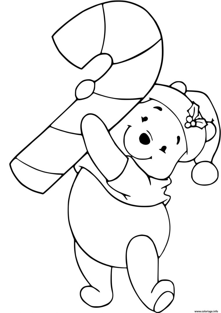 Coloriage Winnie Candy Cane Dessin Noel Disney À Imprimer destiné Dessin A Imprimer Noel Disney