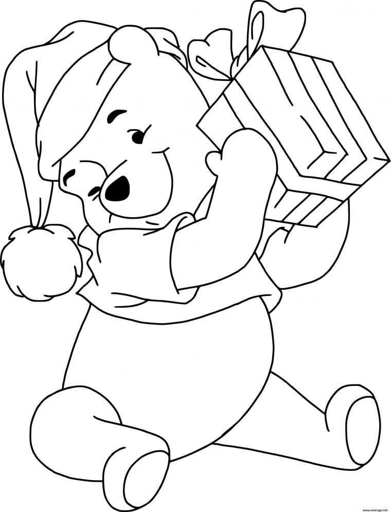 Coloriage Winnie Present Dessin Noel Disney À Imprimer à Dessin Walt Disney À Imprimer