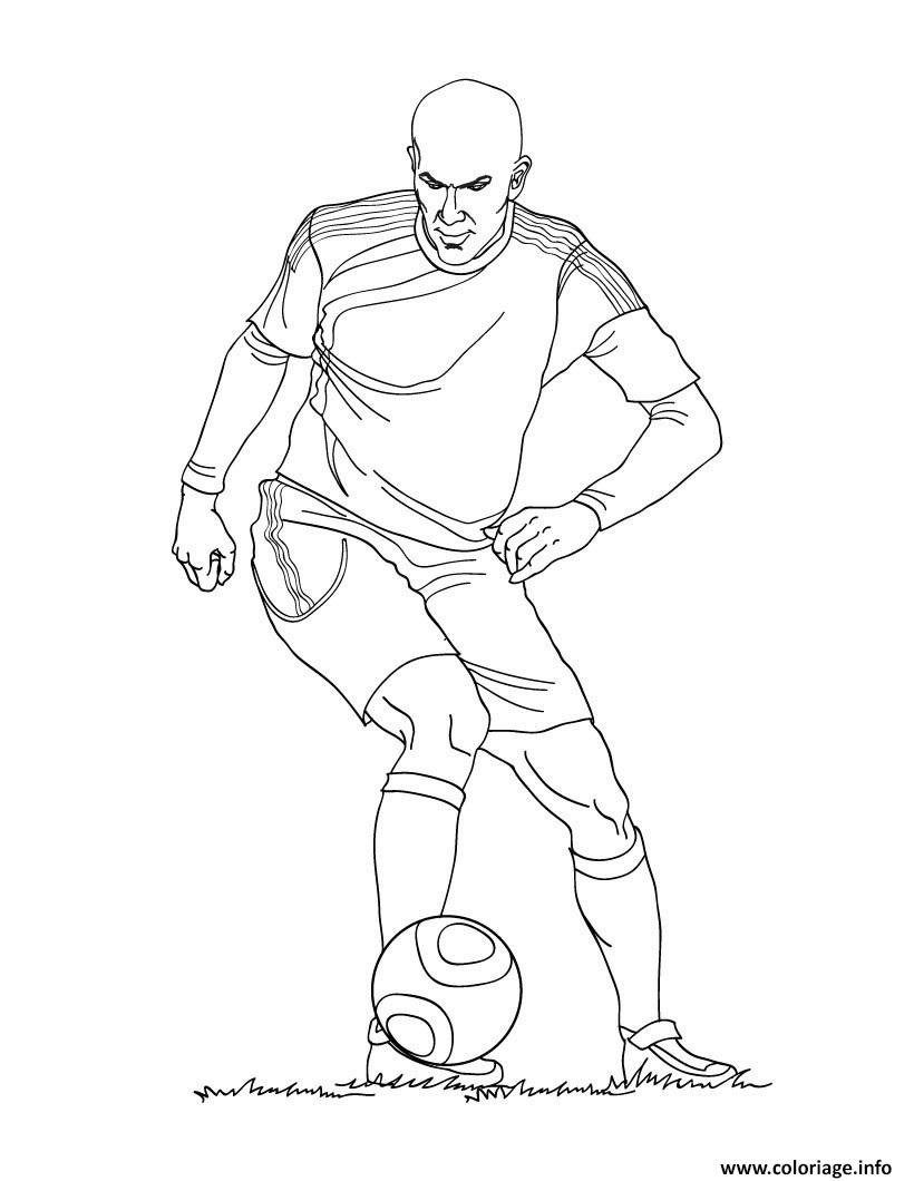 Coloriage Zinedine Zidane Joueur De Foot France Dessin Foot À Imprimer avec Coloriage Foot 