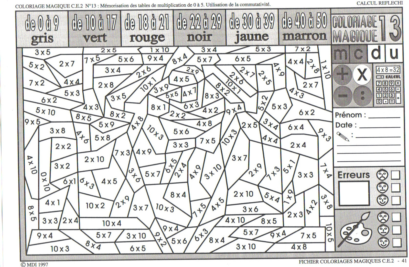 Coloriage204: Coloriage Magique Addition Ce2 avec Coloriage Magique Ce1 Multiplication A Imprimer 