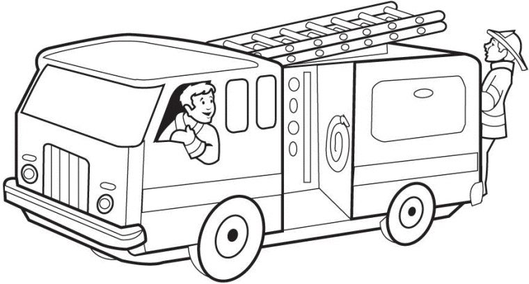 Coloriages Camion De Pompier (Transport) – Album De Coloriages pour Coloriage Camion De Pompier