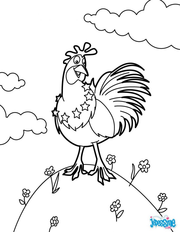 Coloriages Coq Français Et Étoiles De L'Ue – Fr.hellokids dedans Image De Coq A Imprimer