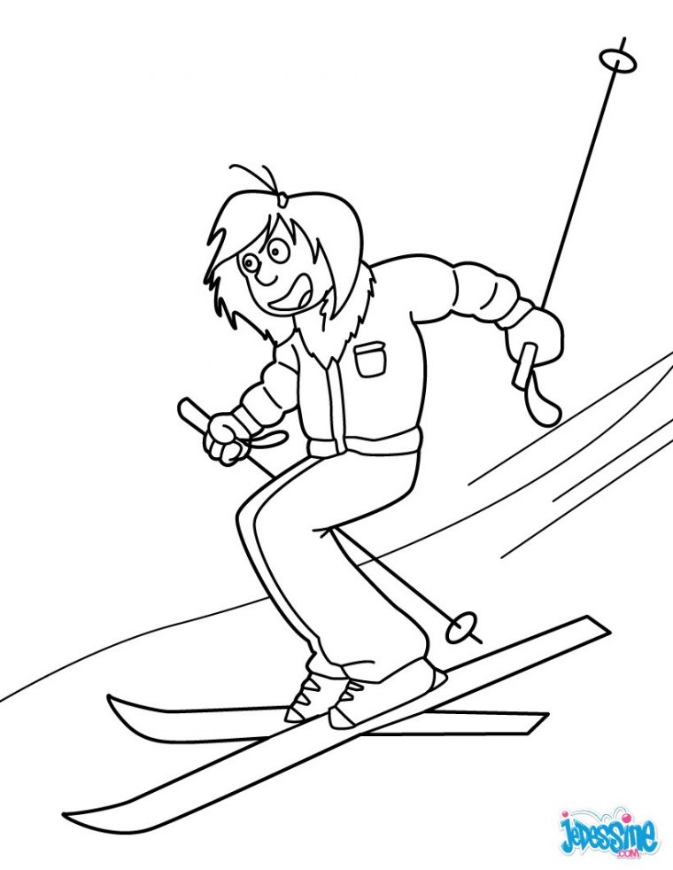 Coloriages Descente À Ski – Fr.hellokids avec Coloriage Skieur