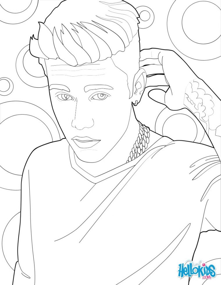 Coloriages Justin Bieber Et Le Uage – Fr.hellokids intérieur Coloriage Justin Bieber