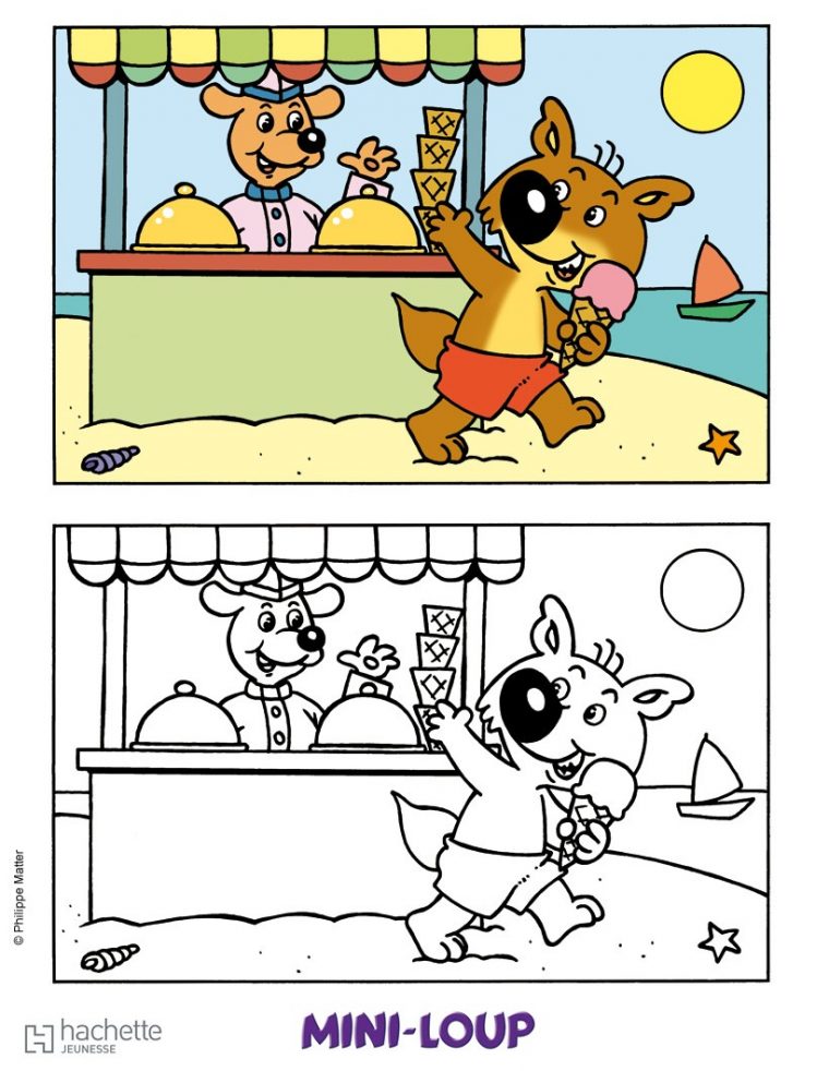 Coloriages Mini-Loup À La Plage – Fr.hellokids concernant Dessin Mini