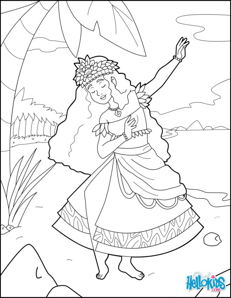 Coloriages Princesse Hawaienne – Fr.hellokids encequiconcerne Coloriage Princesse Chinoise