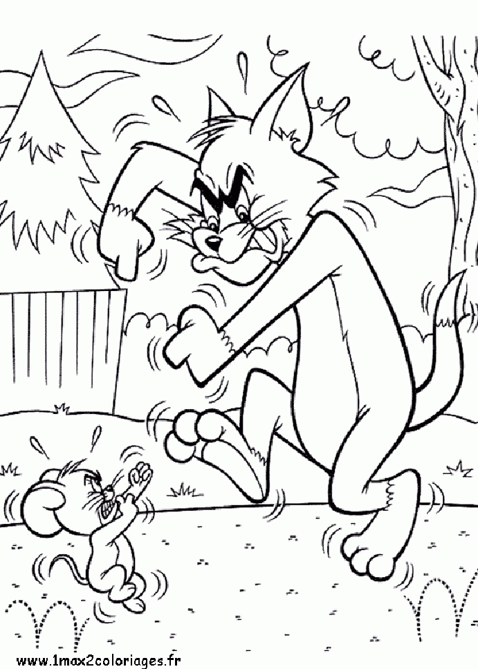 Coloriages Tom Et Jerry - Tom Et Jerry Se Battent tout Coloriage Tom Et Jerry 