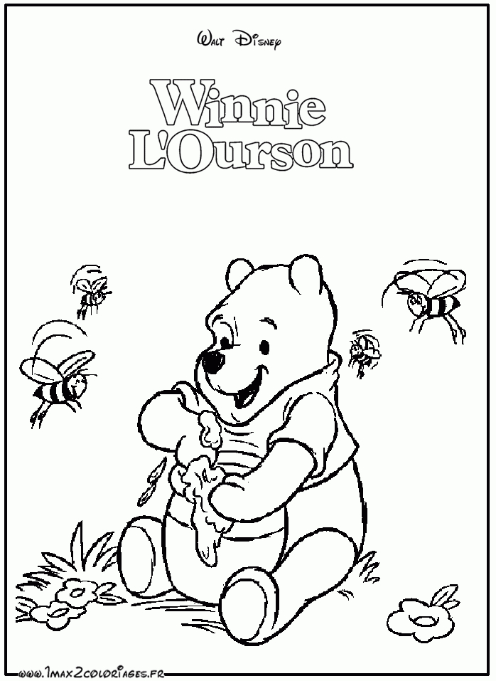 Coloriages Winnie L'Ourson - Winnie Aime Le Miel A Imprimer  Coloriage destiné Jeux Winnie L Ourson Gratuit