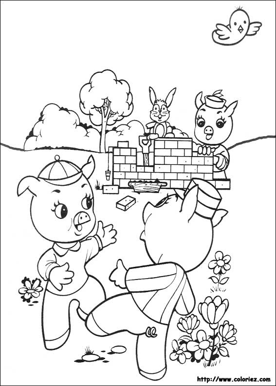 Coloriez - Coloriage Les 3 Petits Cochons pour Coloriage Les 3 Petit Cochons 