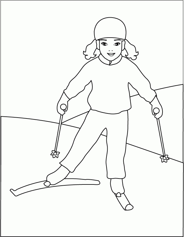 Coloring Pages - Little Girl Skiing serapportantà Coloriage Skieur 