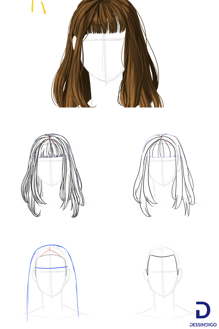 Comment Dessiner Des Cheveux  Comment Dessiner Des Cheveux, Cheveux intérieur Comment Dessiner Manga Étape Par Étape