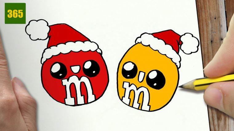 Comment Dessiner M&M´s De Noël Kawaii Étape Par Étape – Dessins Kawaii intérieur Noel Dessin