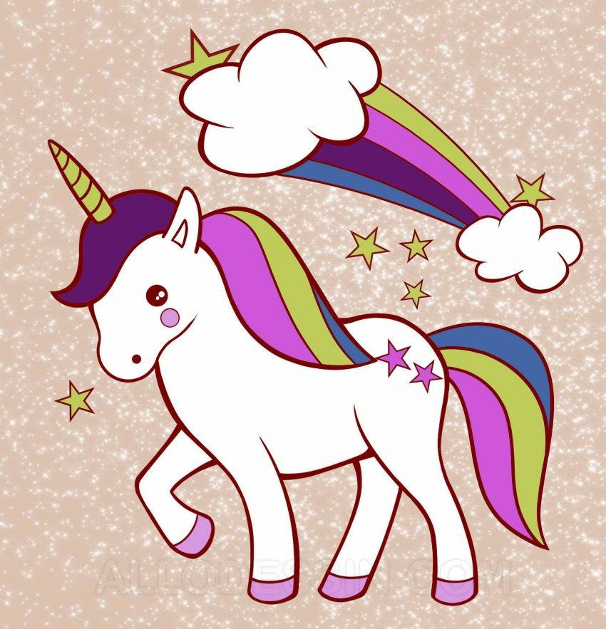 Comment Dessiner Une Licorne Facile - Allodessin destiné Dessin A Faire Facile 