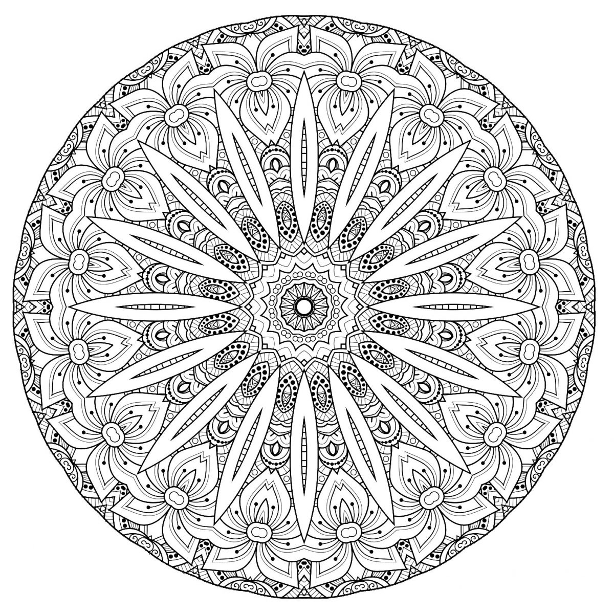 Complex Mandala With Flowers - M&amp;Alas Adult Coloring Pages serapportantà Mandala A Imprimer Difficile