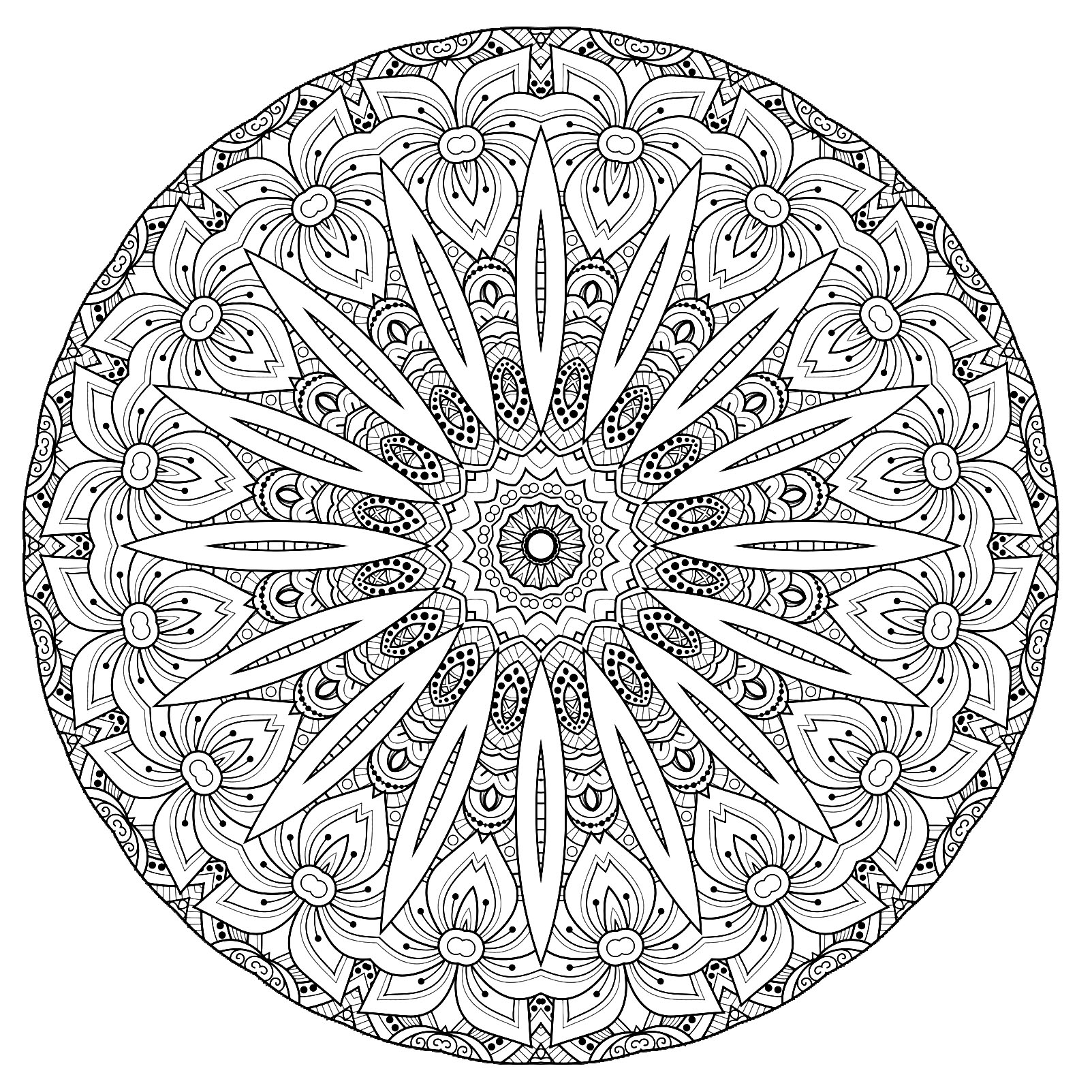 Complex Mandala With Flowers - M&amp;Alas Adult Coloring Pages serapportantà Mandala A Imprimer Difficile