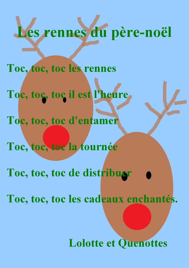 Comptine Les Rennes Du Père-Noël  Rennes Pere Noel, Carte Noel avec Les Comptines De Noel 