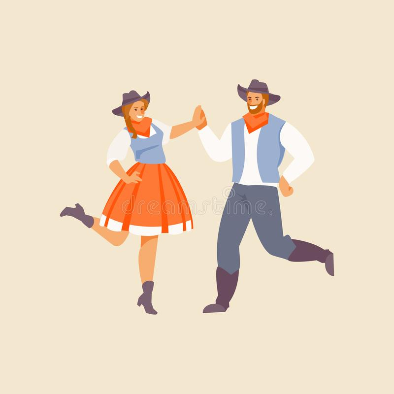 Couples Occidentaux De Danse De Pays Illustration De Vecteur tout Dessin Danse Country