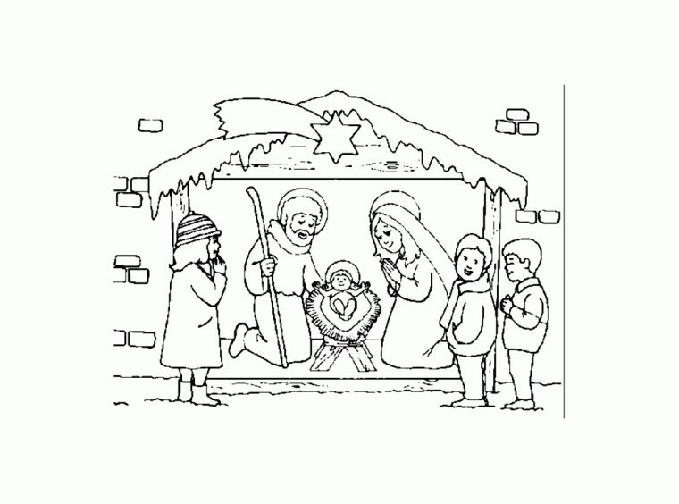 Creche Nativite 8  Coloriage De Crèche (Noël – Nativité) – Coloriages serapportantà Dessin De Creche De Noel A Imprimer