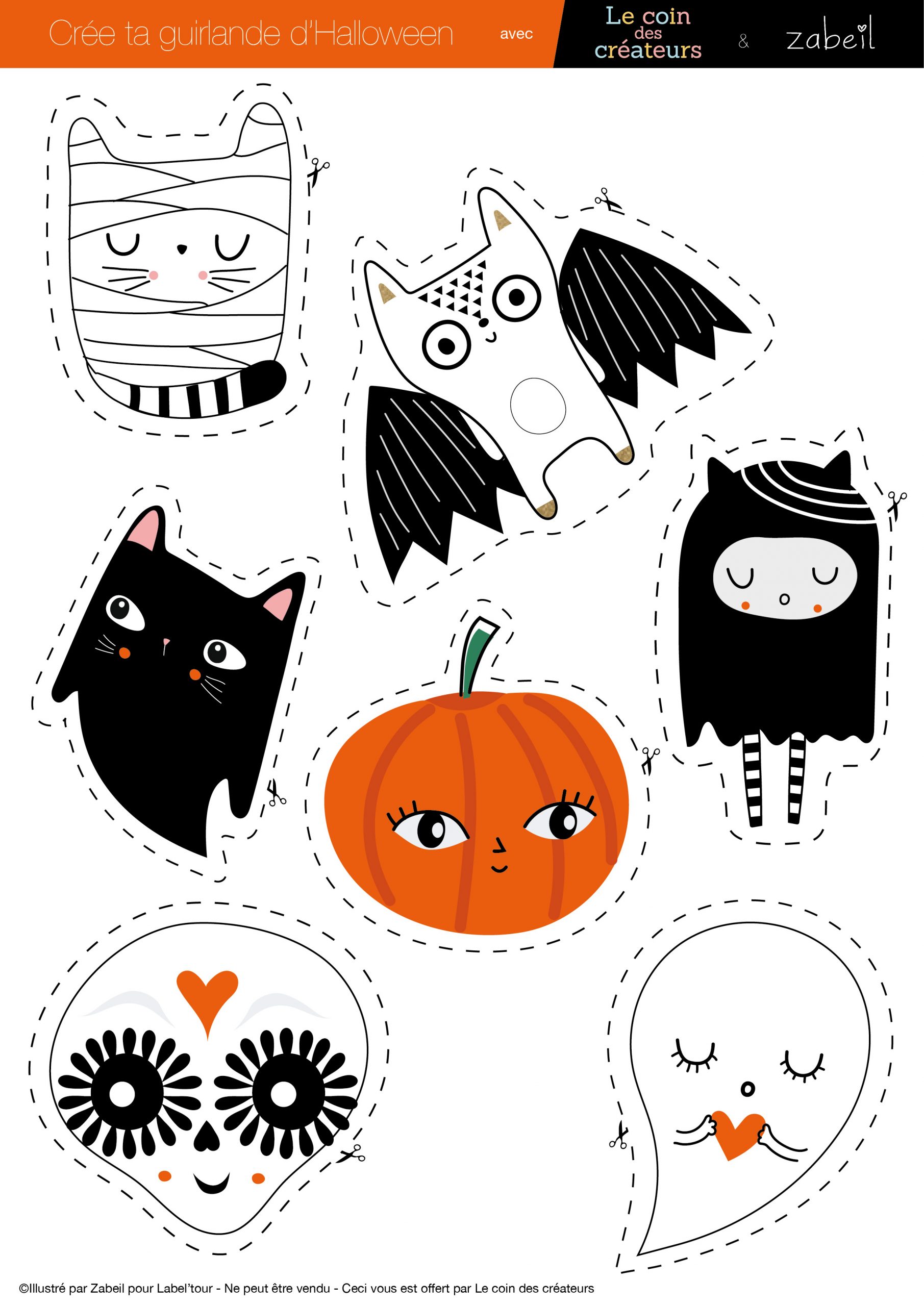 Créer Une Guirlande En Papier Pour Halloween Avec La Créatrice Zabeil avec Deco Halloween A Imprimer