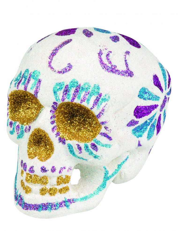 Décoration Tête De Mort Scintillante 16 X 14 Cm Dia De Los Muertos destiné Image Tete De Mort Pour Fille