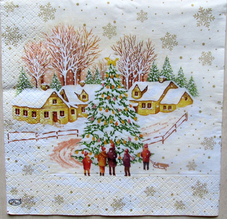 Decoupage Paper Christmas And New Year Decoupage Paper Napkins  Etsy tout Decoupage Noel 