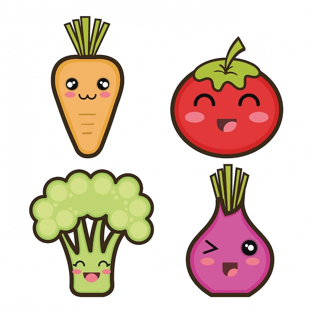 Définir Des Légumes De Dessin Animé  Vecteur Premium avec Dessin De Legumes 