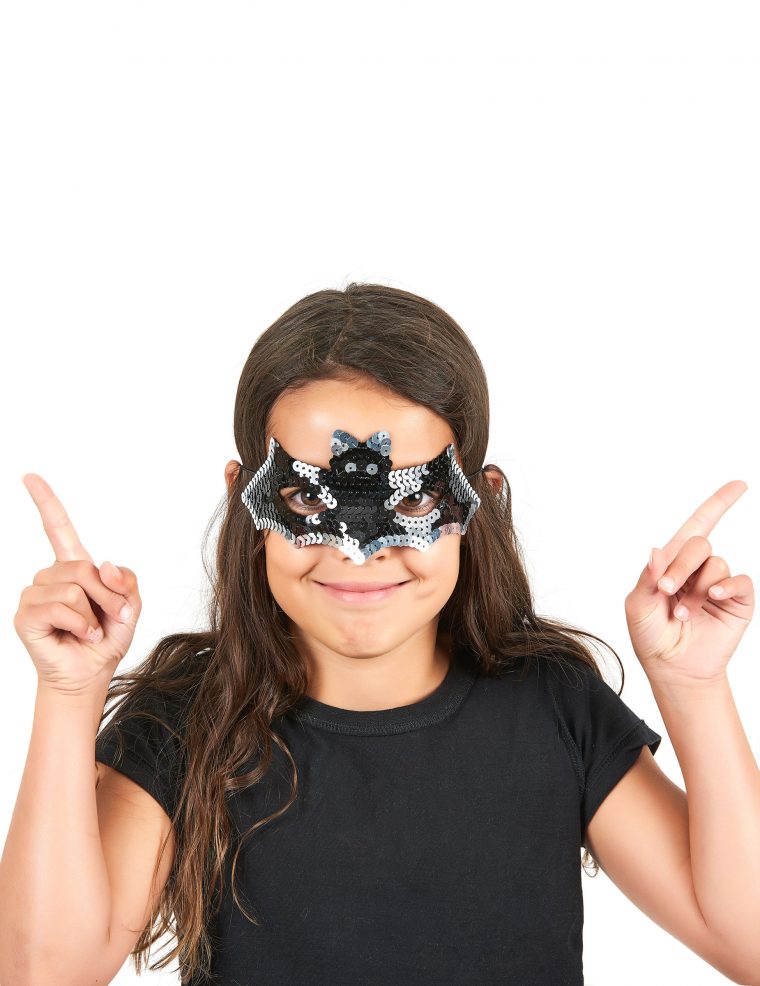 Demi-Masque À Sequins Chauve-Souris Enfant Halloween : Deguise-Toi à Masque Halloween Enfant