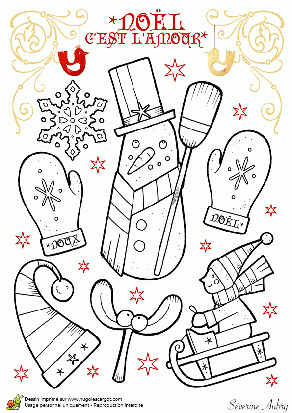 Dessin À Colorier De Décorations De Noël, Jeux Dans La Neige destiné Decoration De Noel A Imprimer