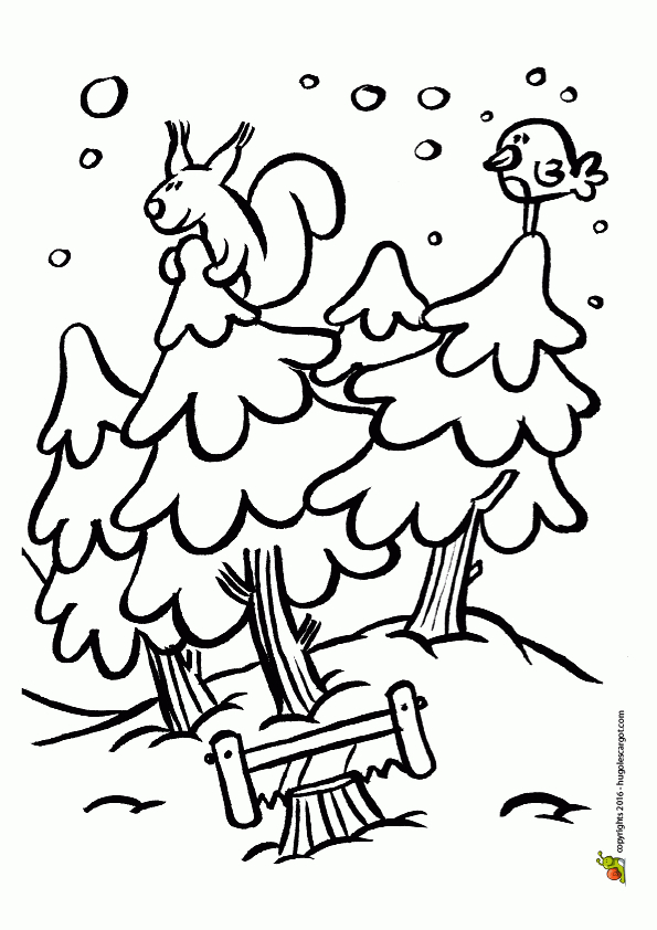 Dessin À Colorier D&amp;#039;Une Forêt Sous La Neige concernant Paysage De Montagne À Colorier 