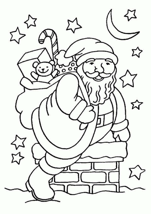 Dessin À Colorier Pere Noel Avec Cadeaux concernant Dessin De Père Noël