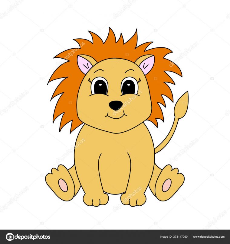 Dessin Animé Lion Mignon Illustration Vectorielle Pour Enfants — Image serapportantà Dessins De Lion