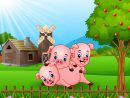 Dessin Animé Trois Petits Cochons Jouant Dans Le Fond De La Ferme pour Dessin 3 Petit Cochon