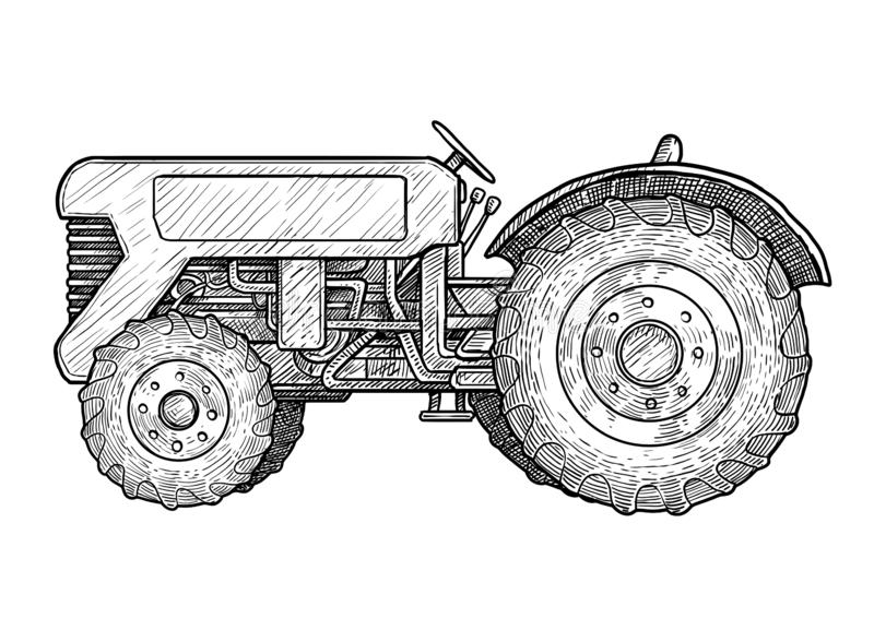 Dessin D&amp;#039;Art D&amp;#039;Illustration De Tracteur Agricole Illustration Stock avec Dessin D Un Tracteur 