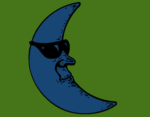 Dessin De Lune Avec Des Lunettes De Soleil Colorie Par Membre Non destiné Dessin Lune 