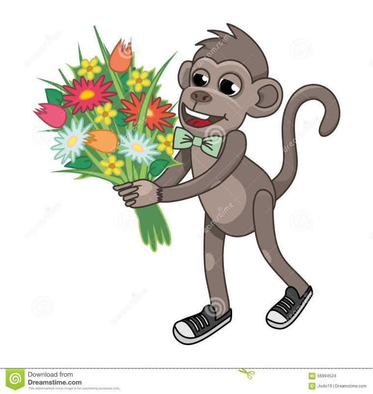 Dessin De Vecteur D'Un Singe Avec Des Fleurs Illustration De Vecteur dedans Dessin De Singe En Couleur