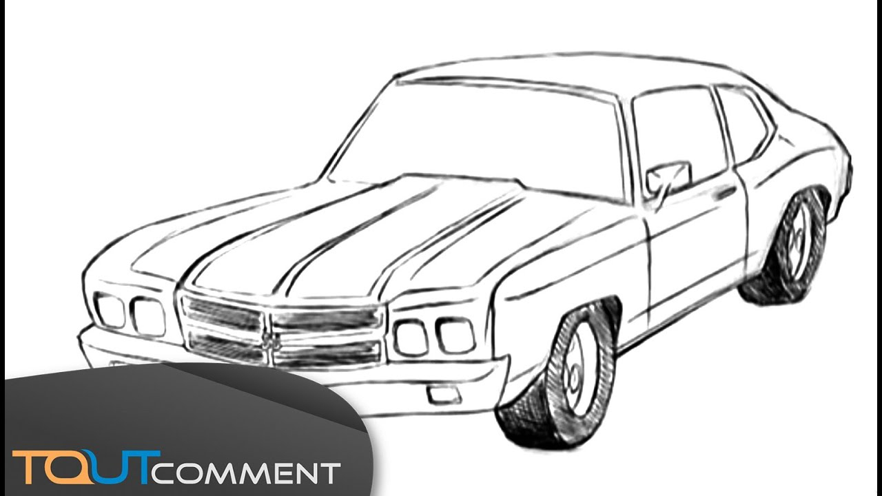 Dessin De Voiture (Chevrolet Camaro)  Drawing Car Tutorial - à Déssin De Voiture 