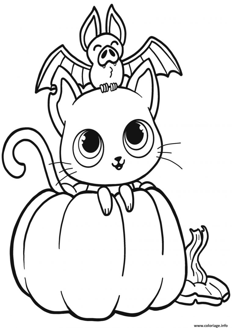 Dessin Halloween Kawaii A Imprimer – Dessin Facile Couleur tout Dessin Halloween Facile