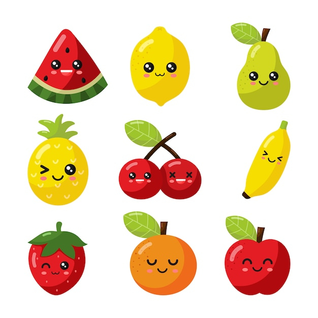 Dessin Kawaii Facile Fruit  Kawaii Cartoon Pear Fruit Clipart pour Fruit A Dessiner
