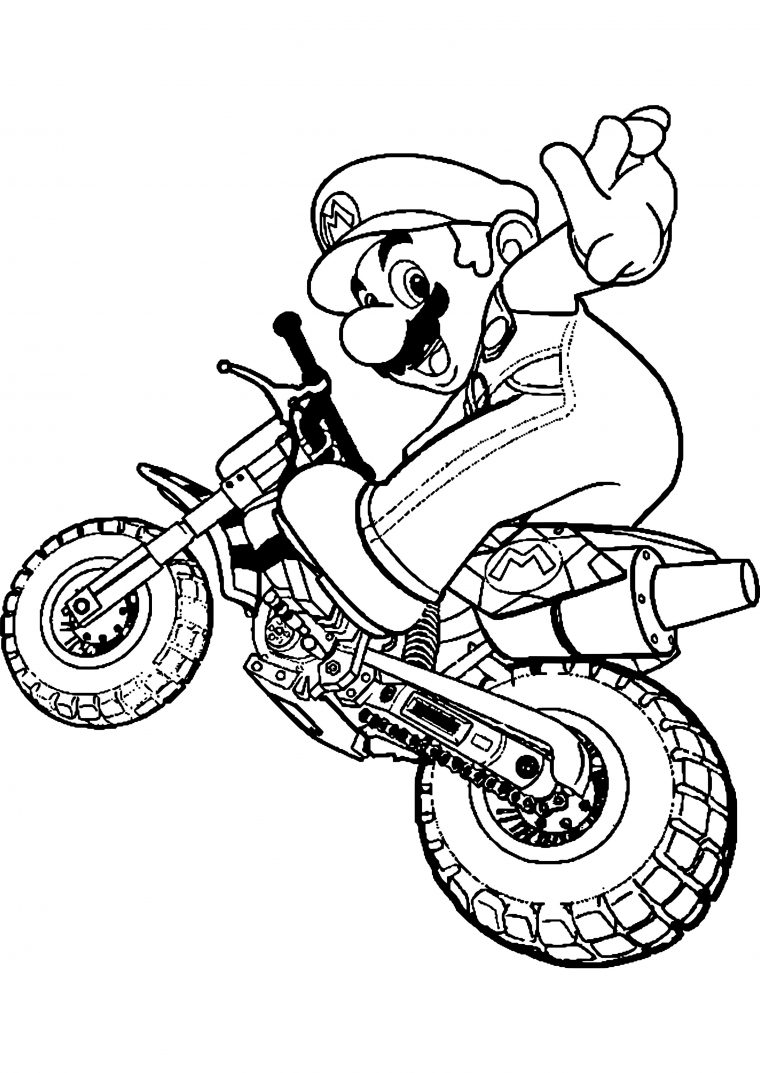 Dessin Motocross  Mario Coloring Pages, Cartoon Coloring Pages, Super encequiconcerne Moto Cross Coloriage